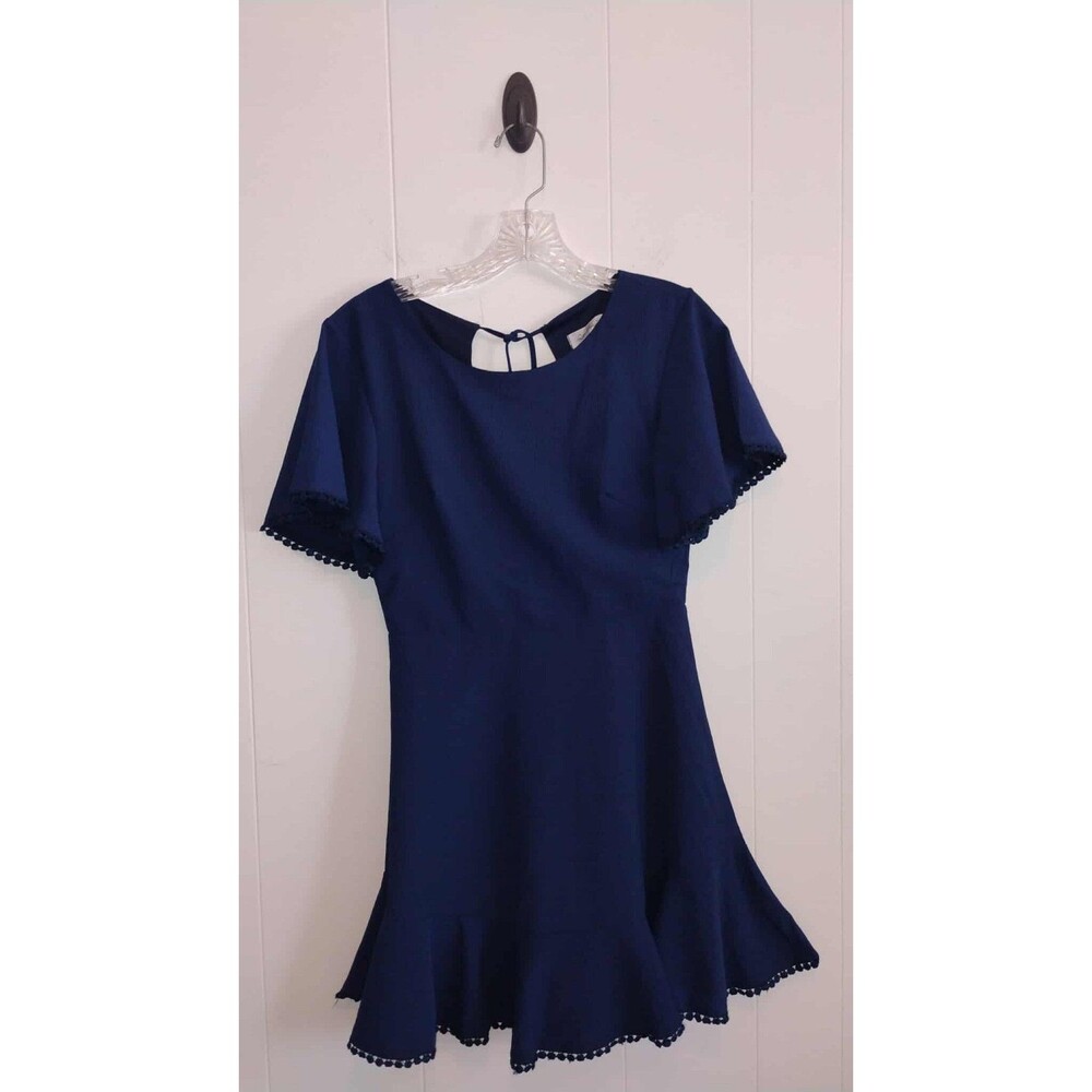 Diao Mei Tia Ren | Navy Blue Lined Fit & Flare Open Back Dress  Size Small